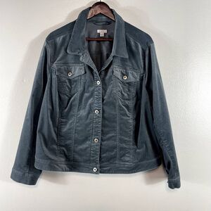 J Jill Grey Cotton Blazer Coat Plus Size 2X Button Warm Winter Fall Womens